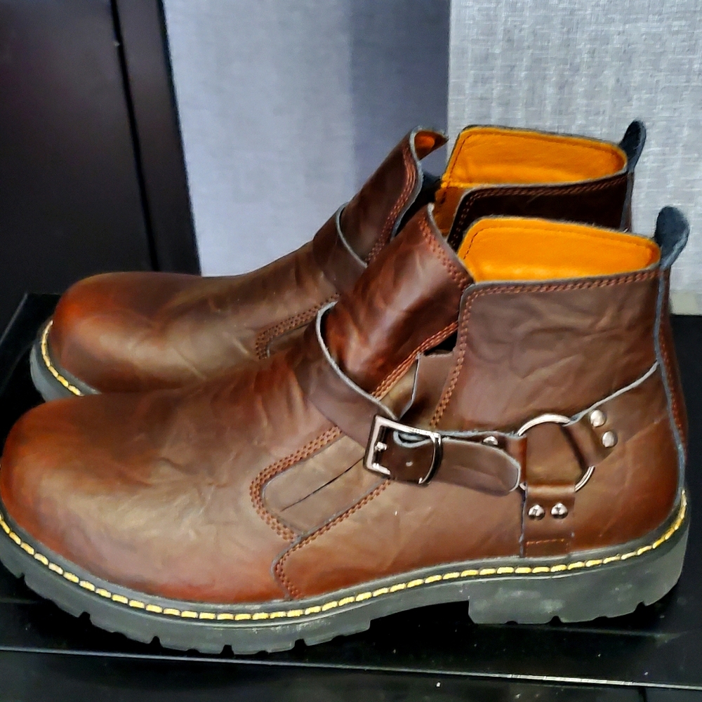 Men's genuine leather waterproof motorcycle boots